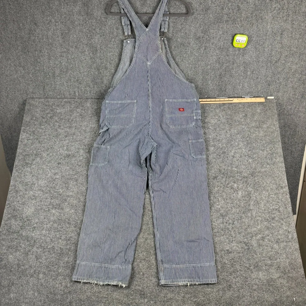 Dickies Overalls Mens Size XL Blue Hickory Stripe Denim Bib Workwear FB206RHS